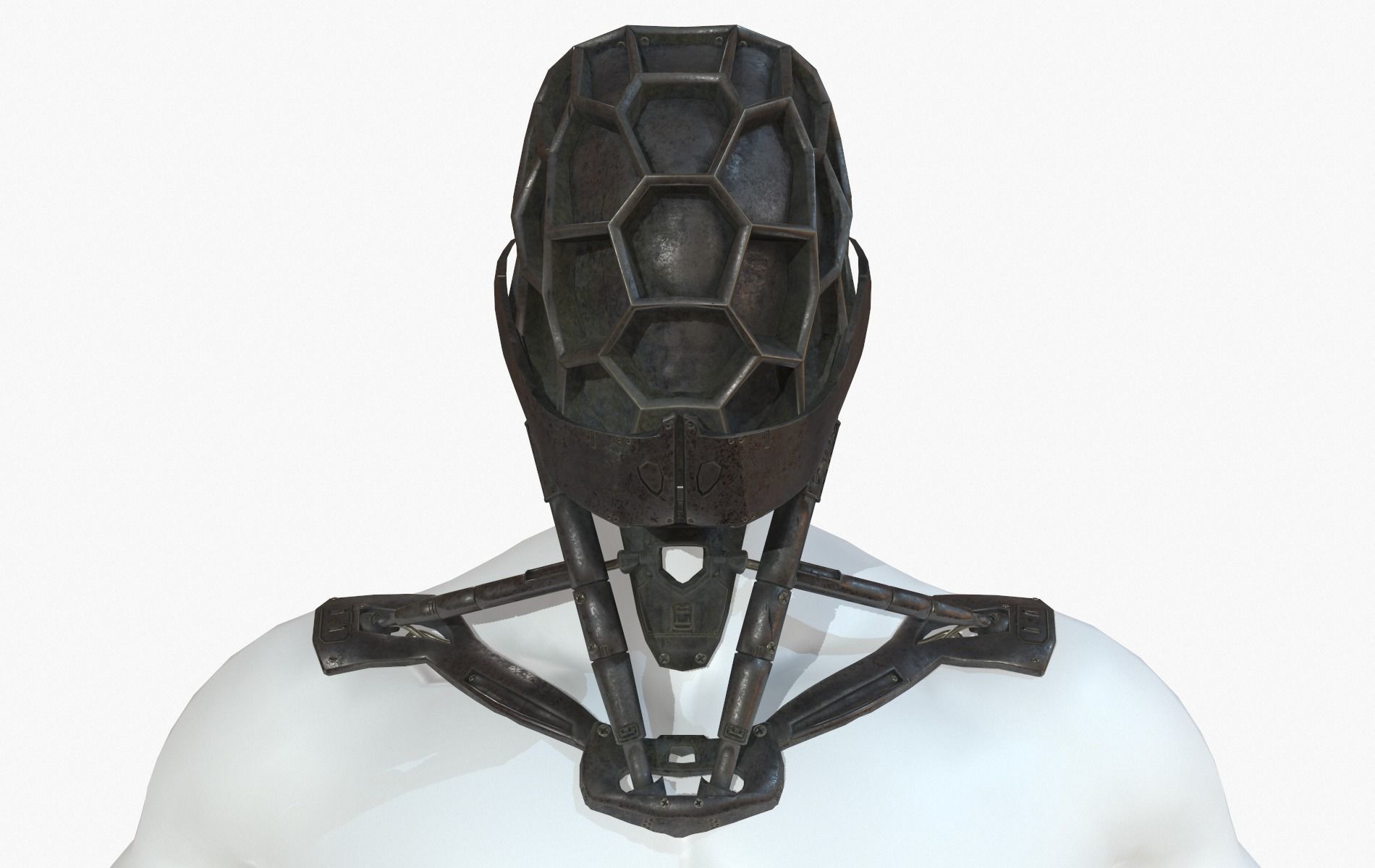 Mask Robot Mecha Cyberpunk Low-poly 3D model_2