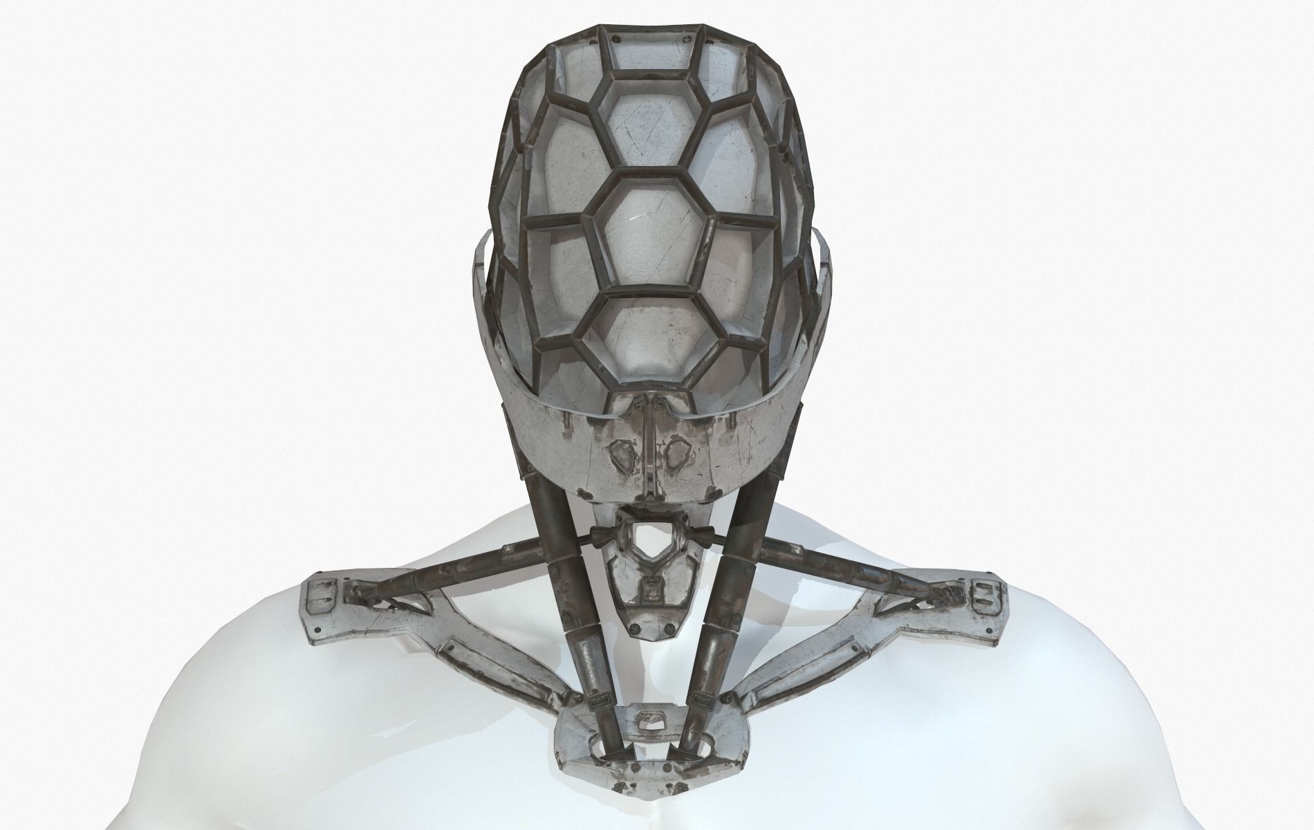 Mask Robot Mecha Cyberpunk Low-poly 3D model_28