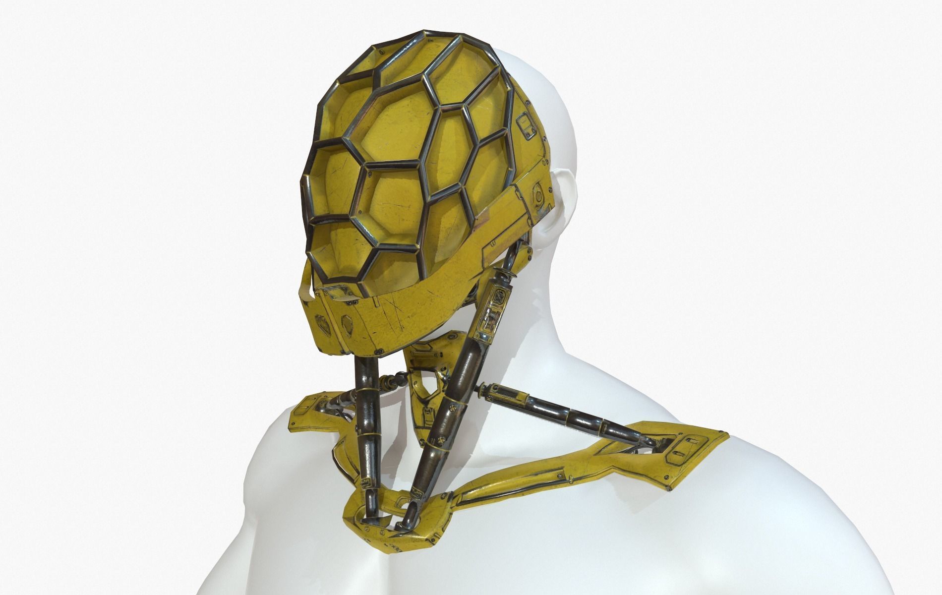 Mask Robot Mecha Cyberpunk Low-poly 3D model_24
