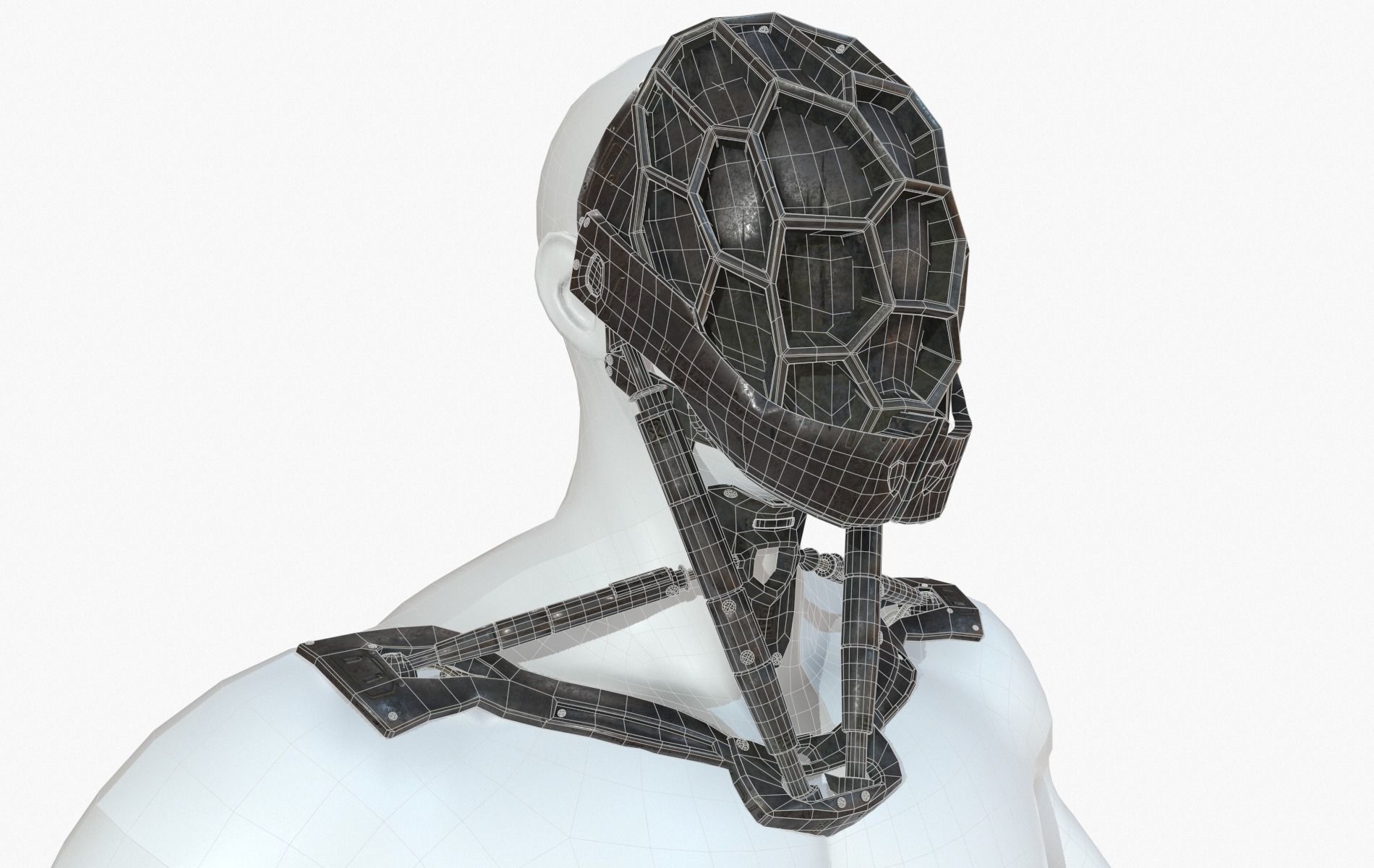 Mask Robot Mecha Cyberpunk Low-poly 3D model_5