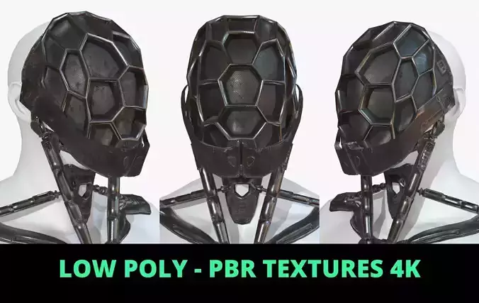 Mask Robot Mecha Cyberpunk Low-poly 3D model