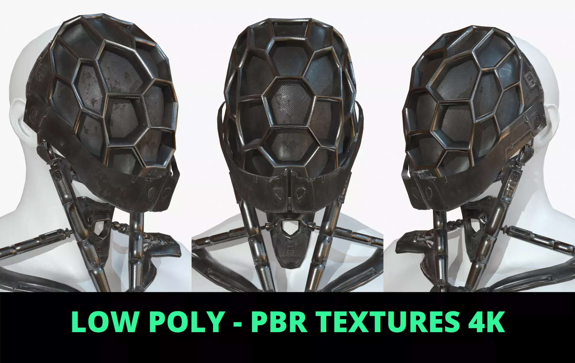 Mask Robot Mecha Cyberpunk Low-poly 3D model_0