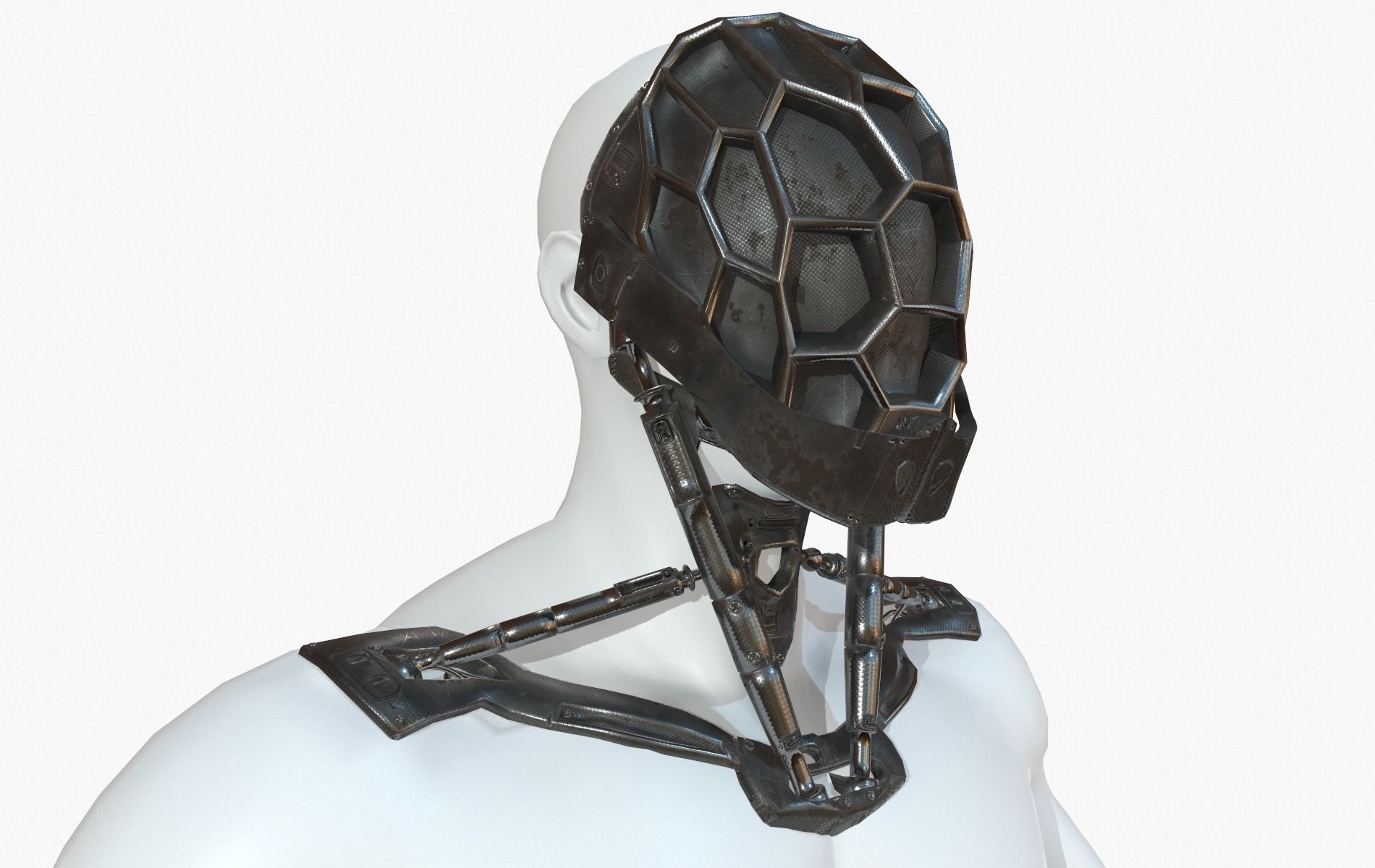 Mask Robot Mecha Cyberpunk Low-poly 3D model_14