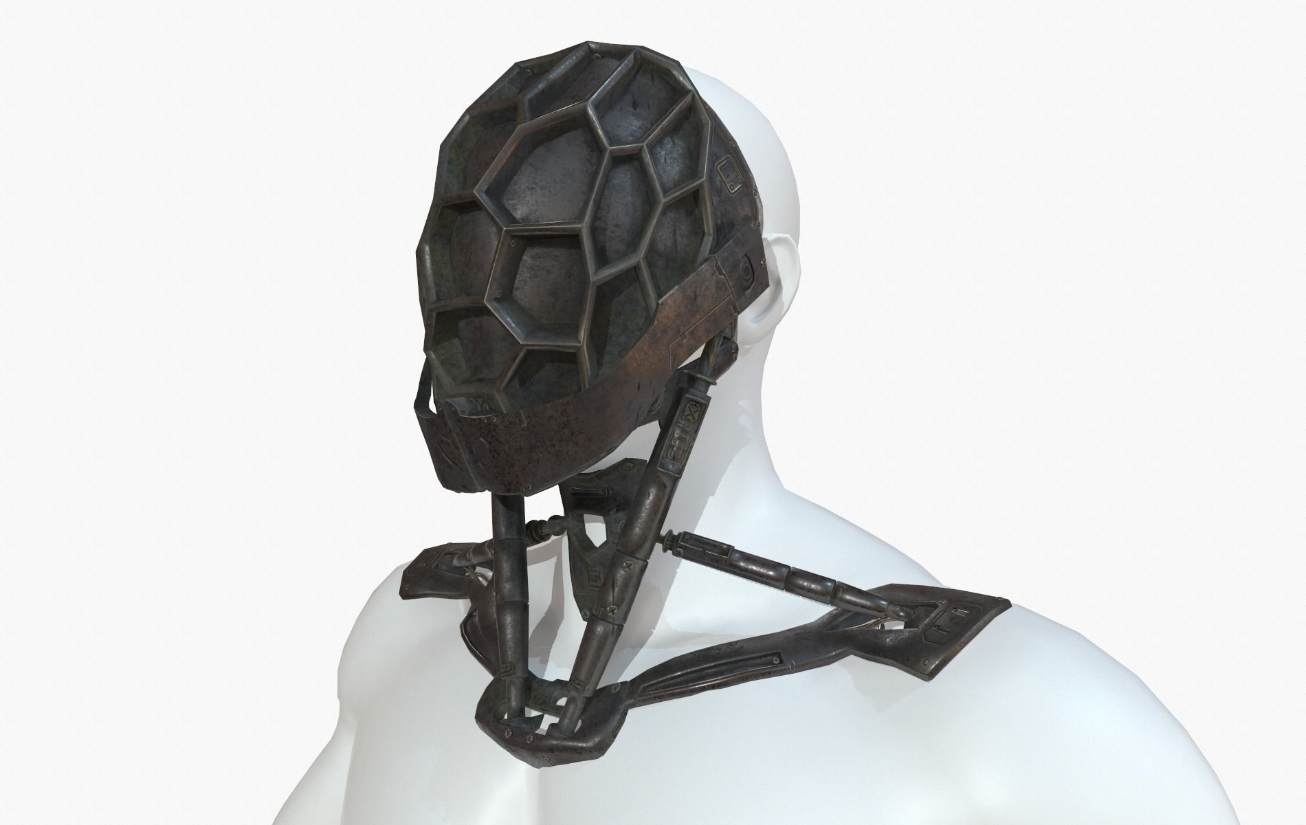 Mask Robot Mecha Cyberpunk Low-poly 3D model_8