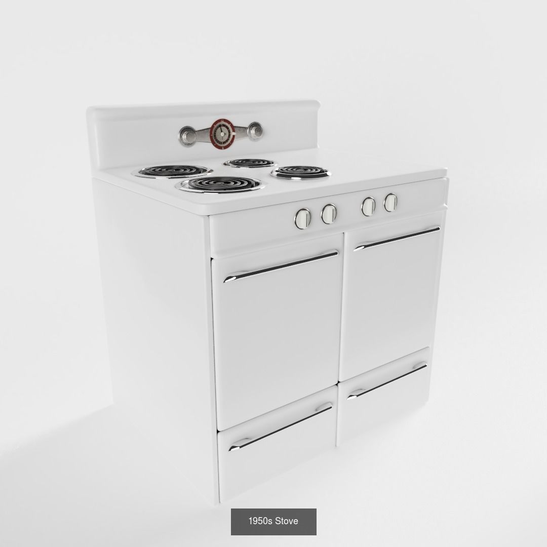 Vintage Mid-Century Kitchen 3D Model Collection_7