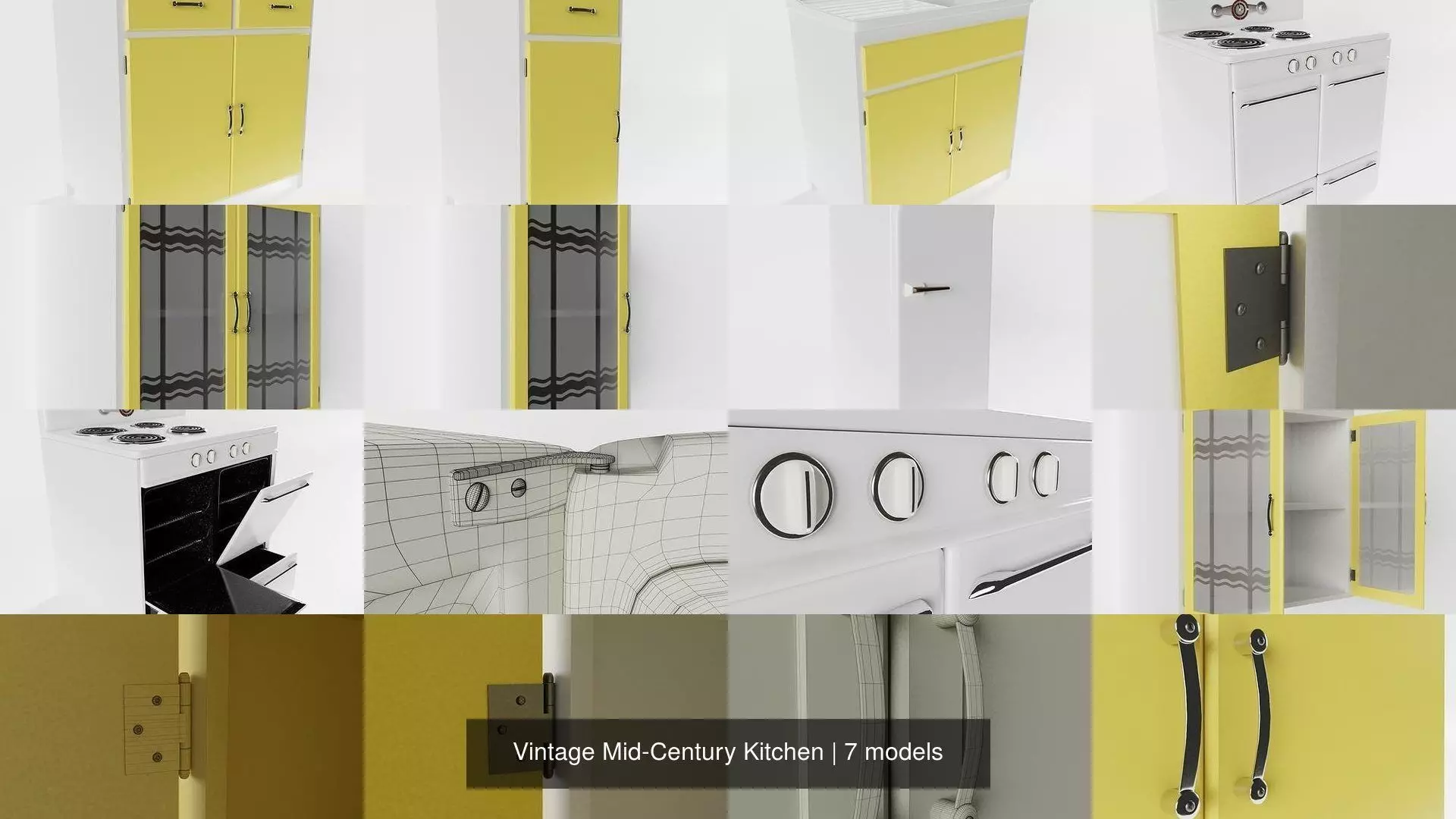 Vintage Mid-Century Kitchen 3D Model Collection_1