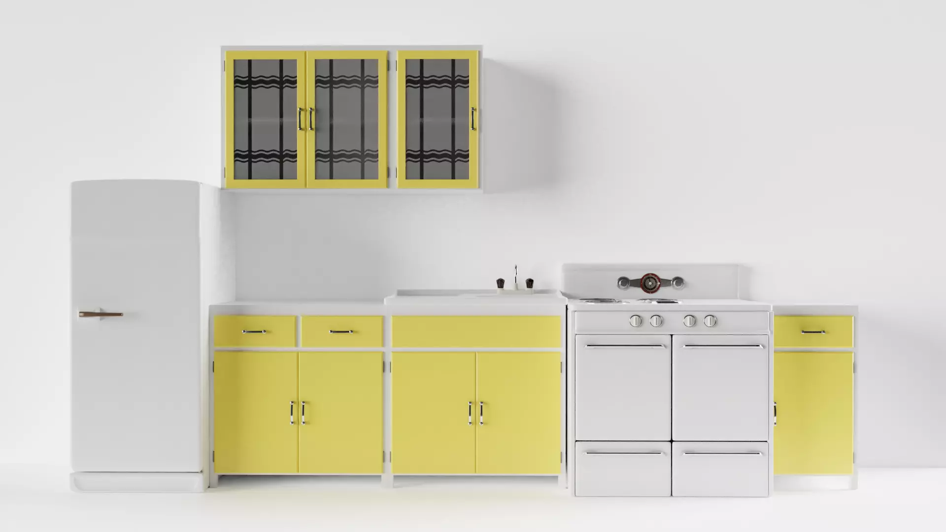 Vintage Mid-Century Kitchen 3D Model Collection_0