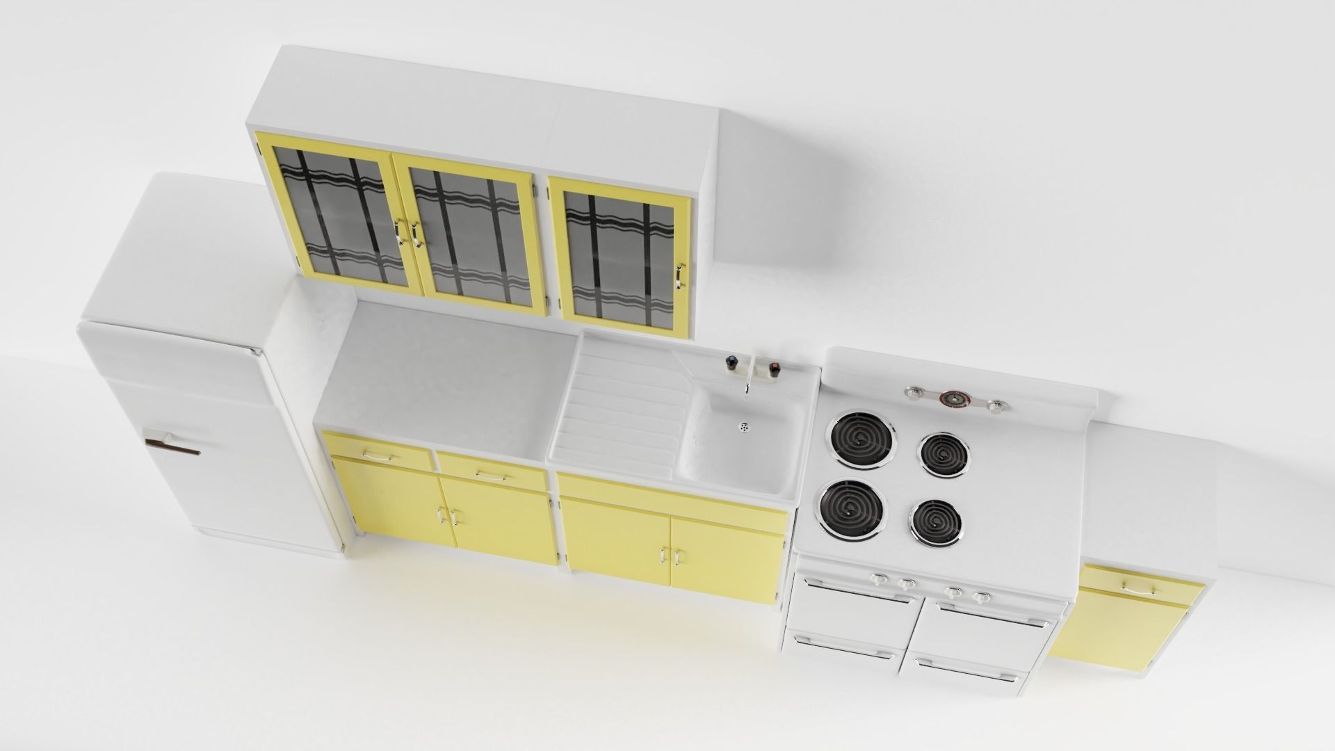 Vintage Mid-Century Kitchen 3D Model Collection_3