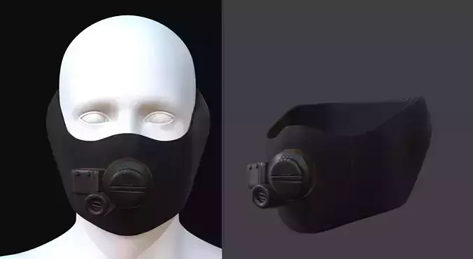 Gas mask respirator futuristic fantasy plastic Low-poly 3D model