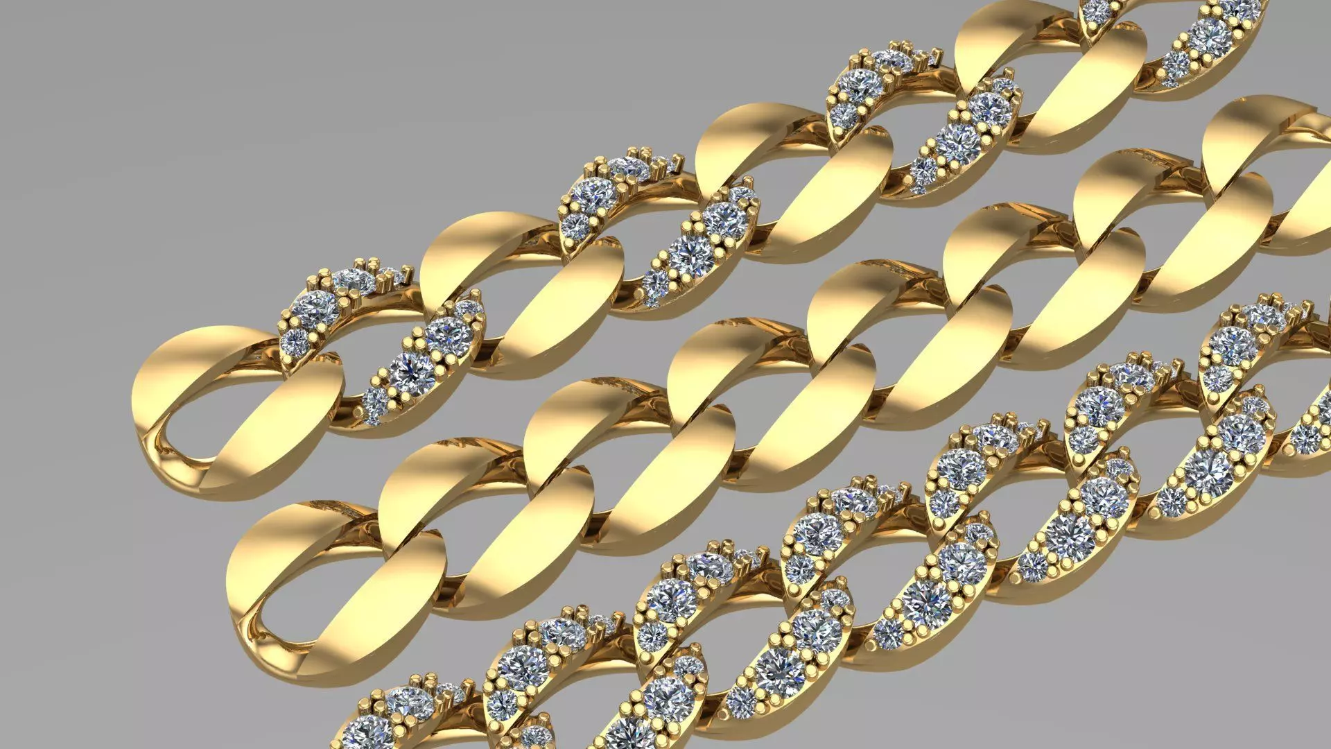 cuban chain with diamond STL 3D model