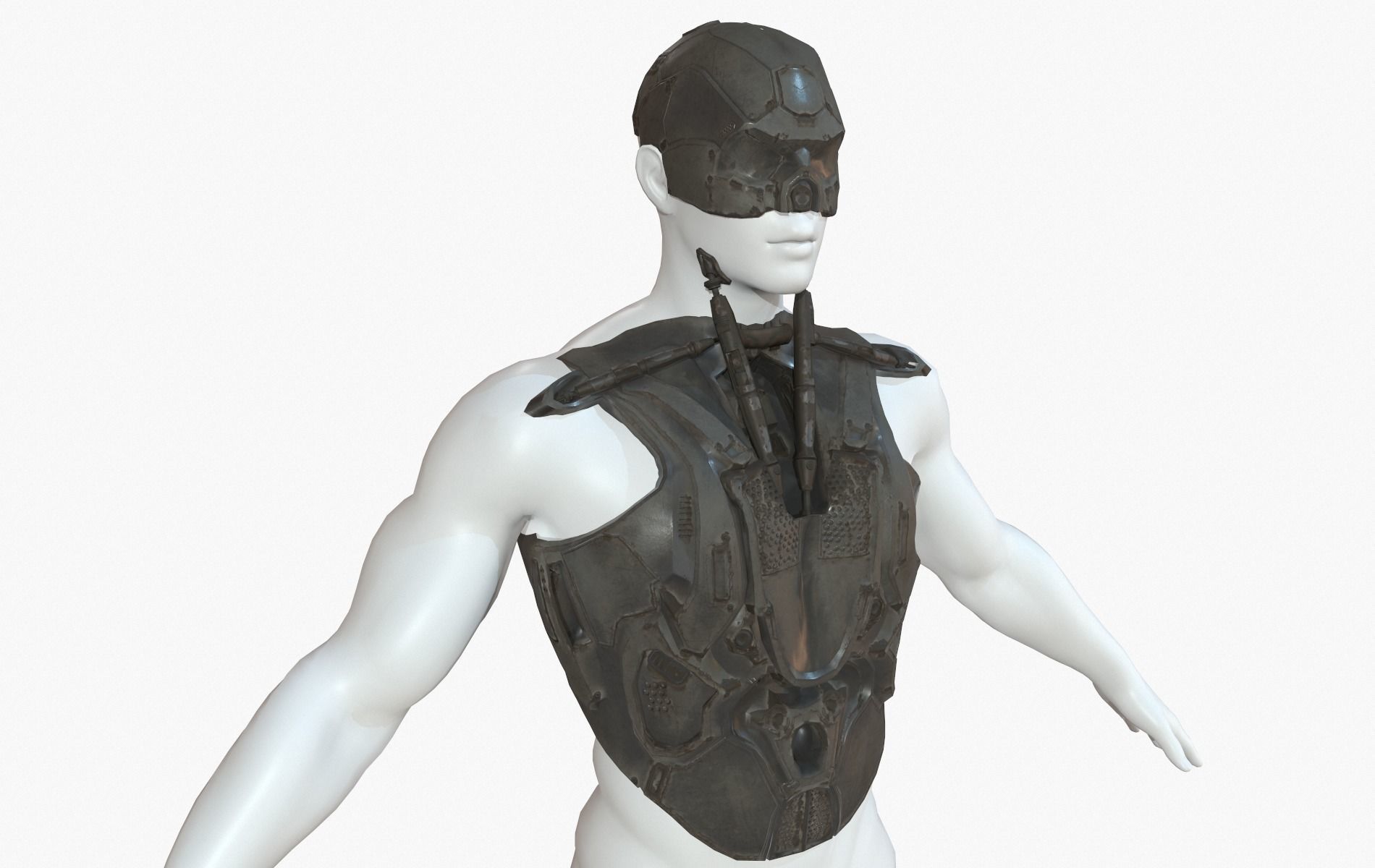 Mecha Cyberpunk Robot Armor Low-poly 3D model_22