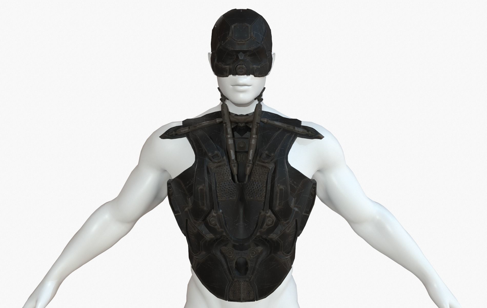 Mecha Cyberpunk Robot Armor Low-poly 3D model_33