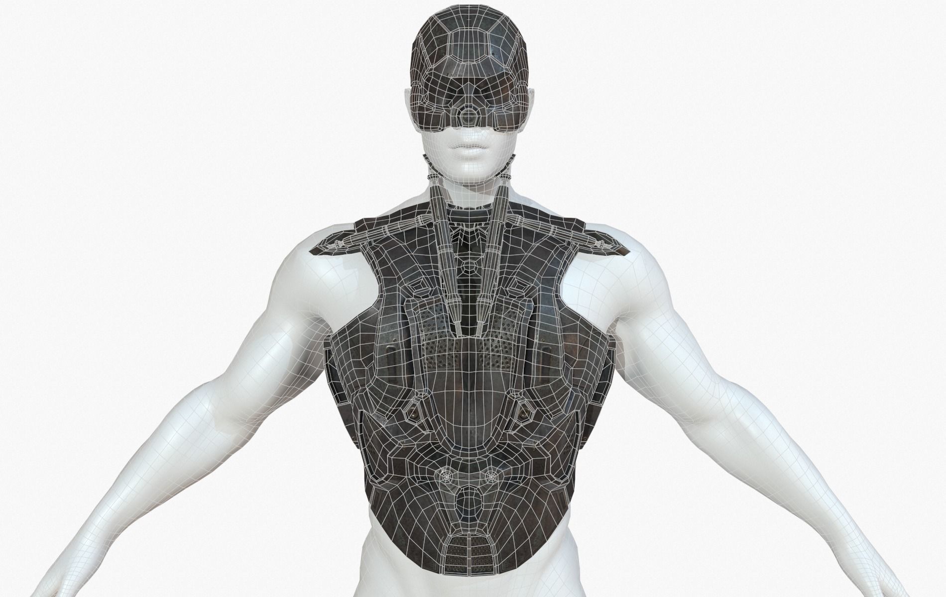 Mecha Cyberpunk Robot Armor Low-poly 3D model_3