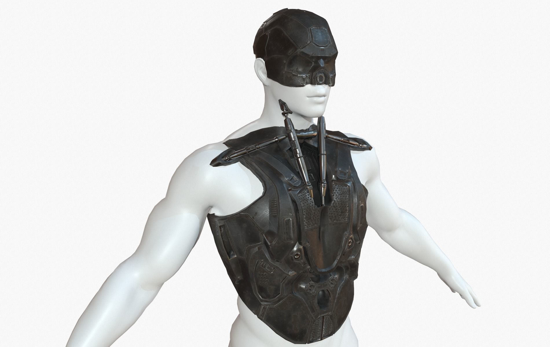 Mecha Cyberpunk Robot Armor Low-poly 3D model_16