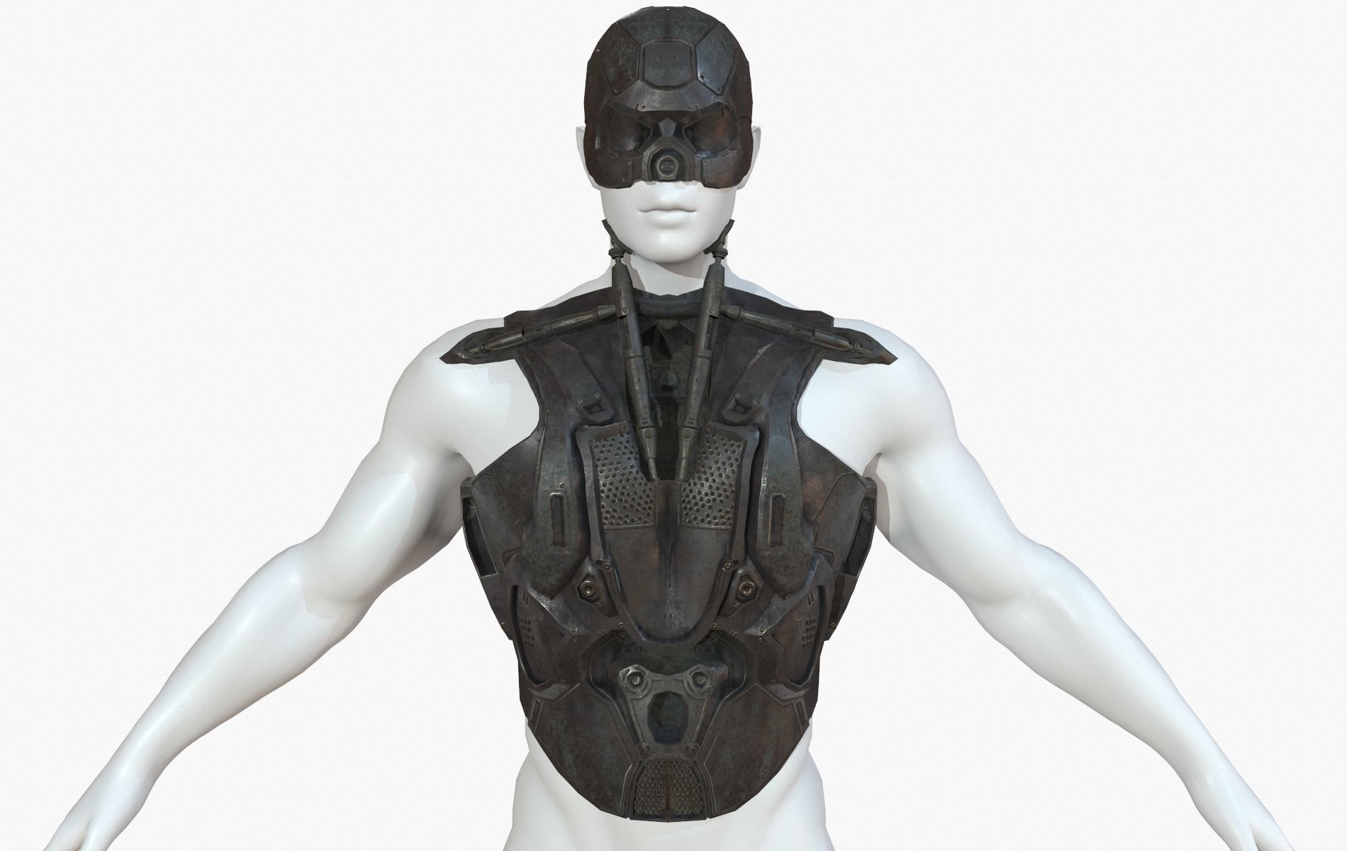 Mecha Cyberpunk Robot Armor Low-poly 3D model_2