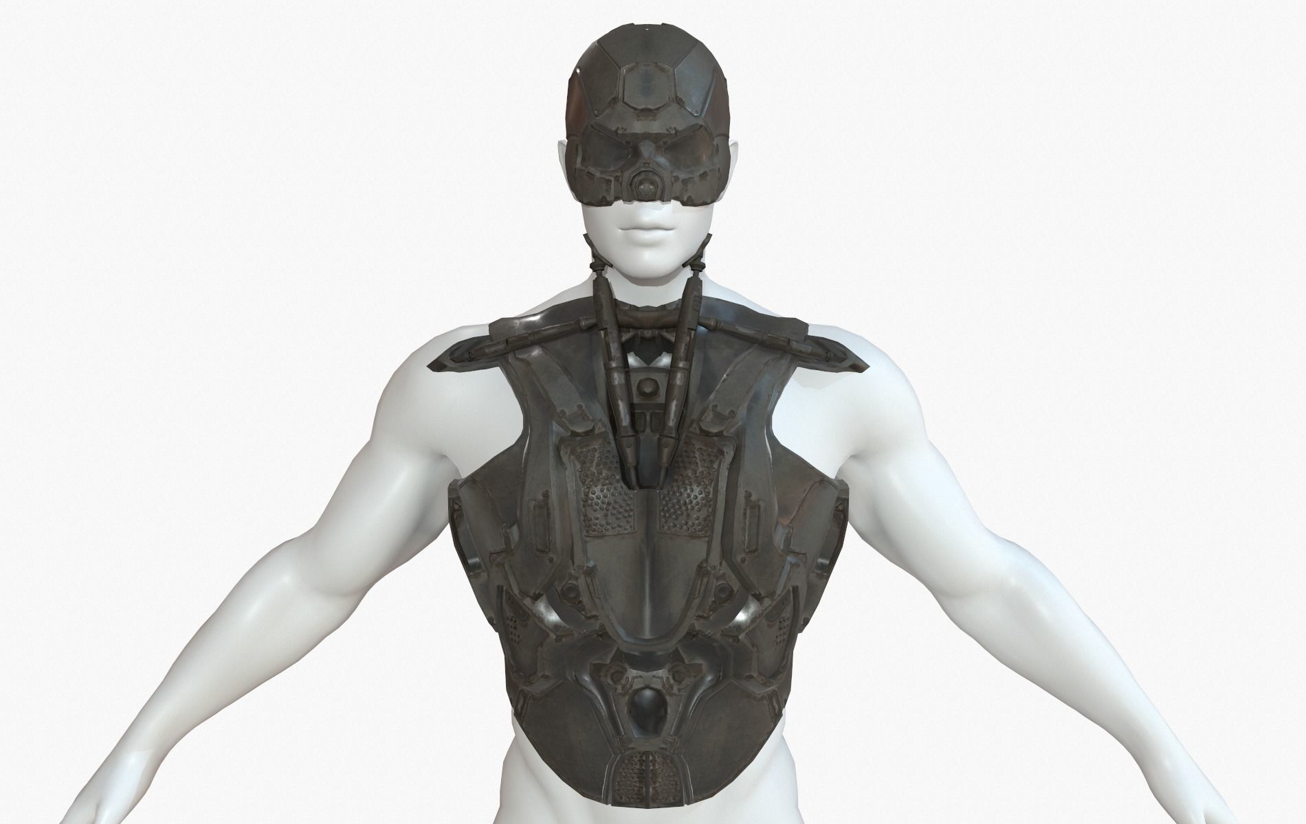 Mecha Cyberpunk Robot Armor Low-poly 3D model_21