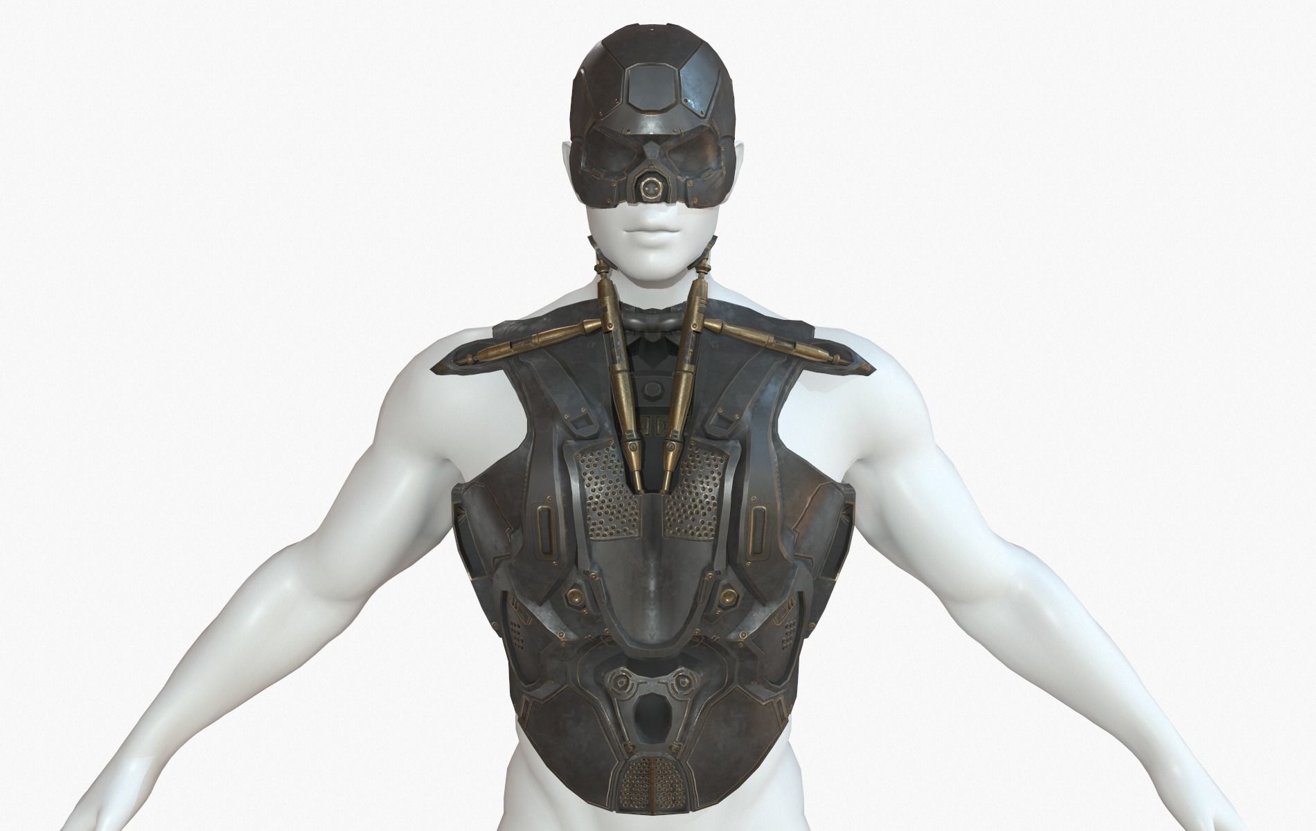 Mecha Cyberpunk Robot Armor Low-poly 3D model_12