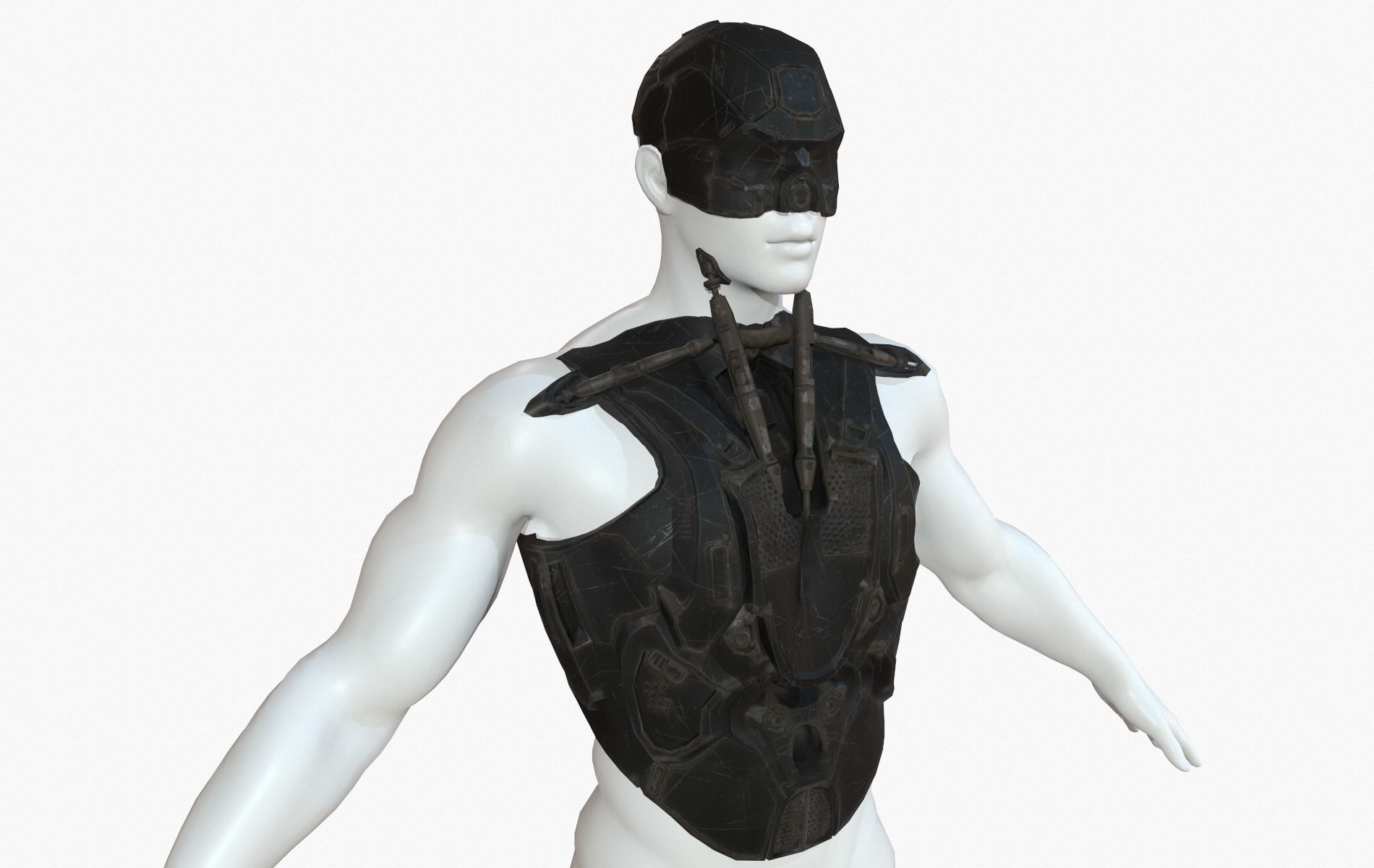 Mecha Cyberpunk Robot Armor Low-poly 3D model_34