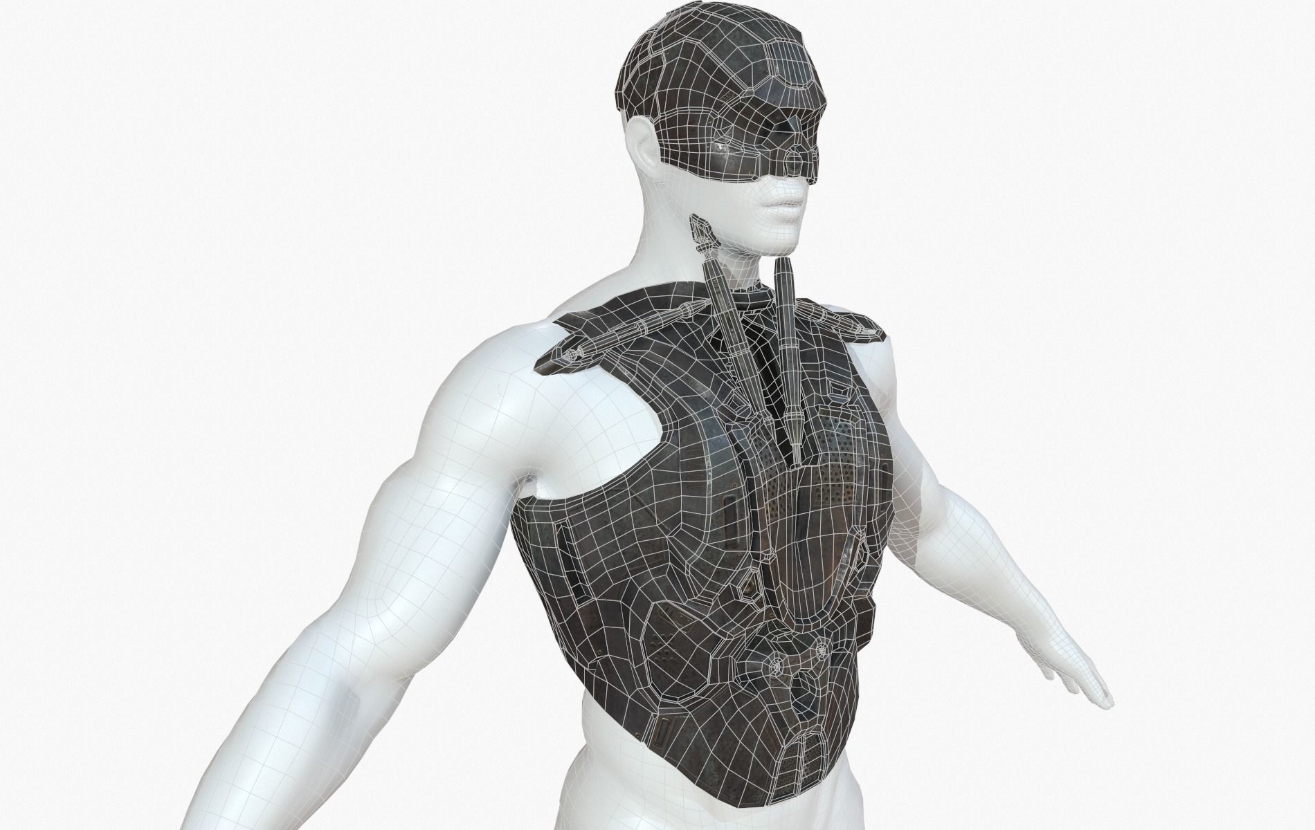 Mecha Cyberpunk Robot Armor Low-poly 3D model_5