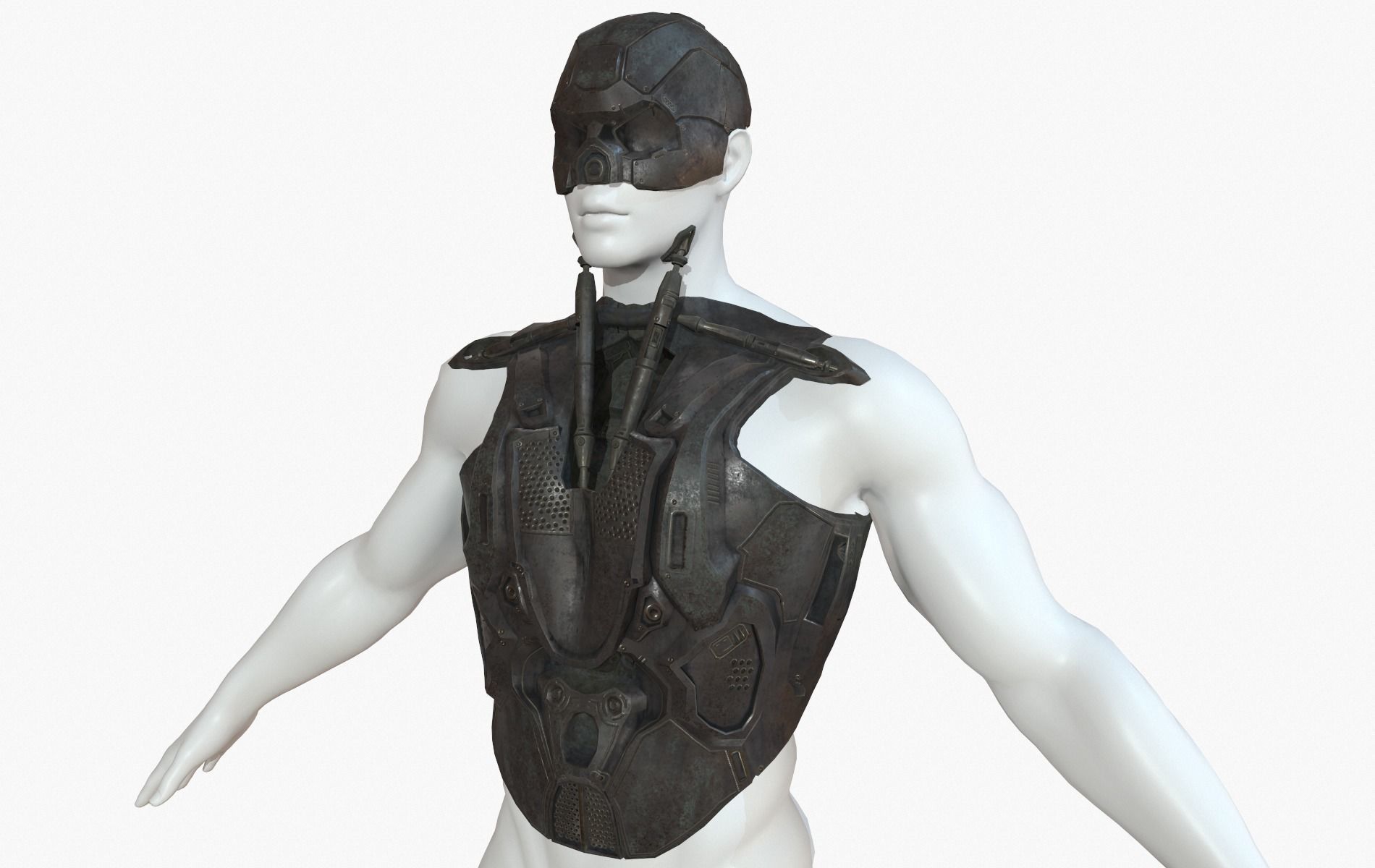 Mecha Cyberpunk Robot Armor Low-poly 3D model_10