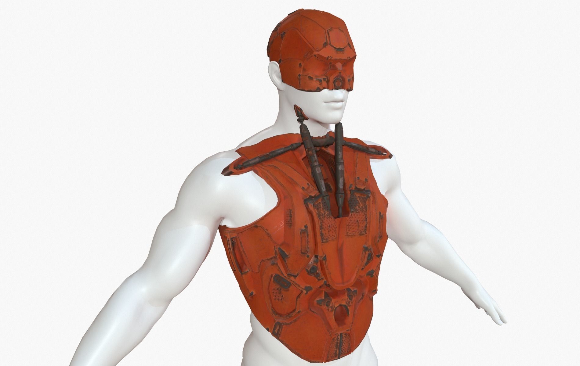 Mecha Cyberpunk Robot Armor Low-poly 3D model_28