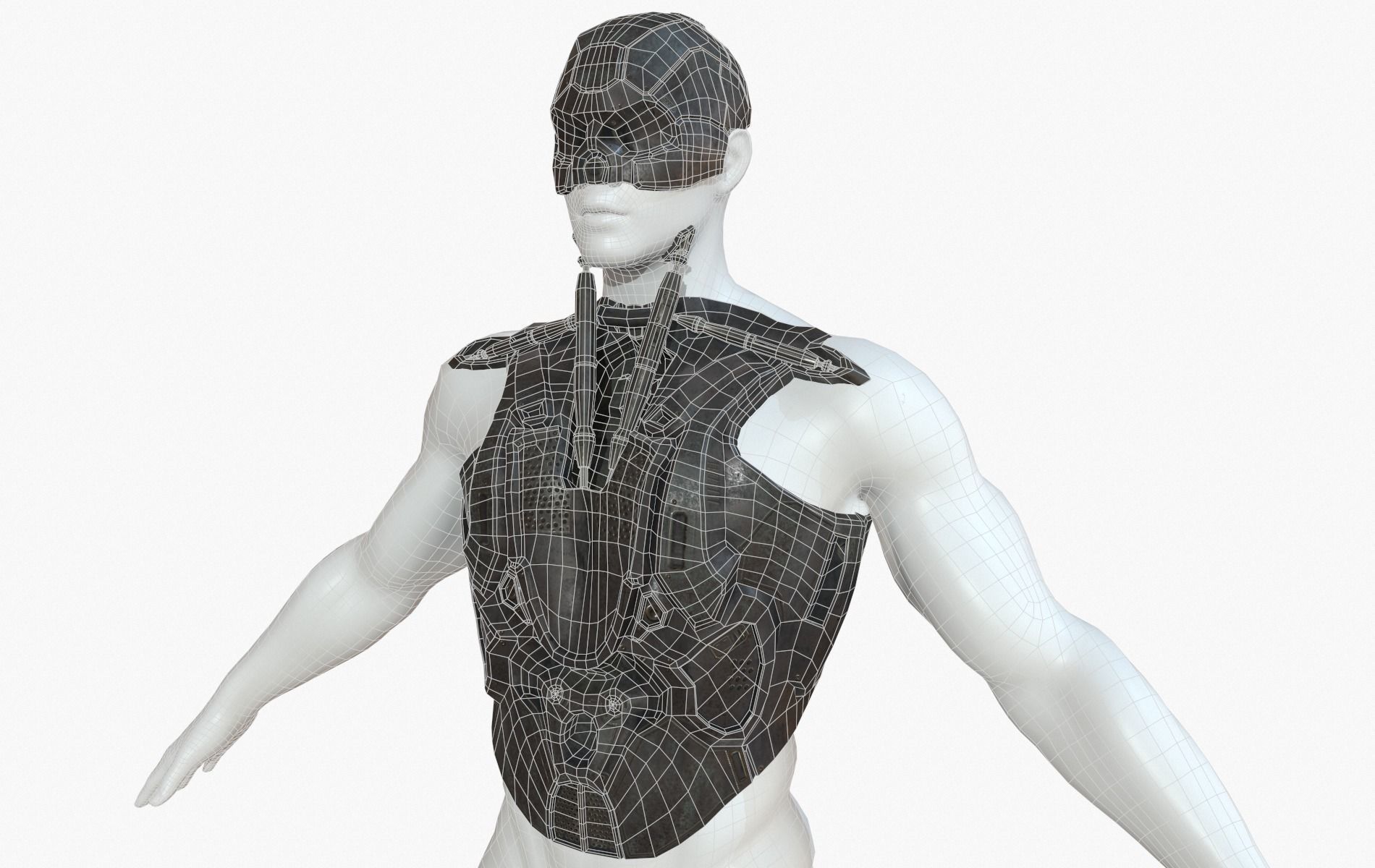 Mecha Cyberpunk Robot Armor Low-poly 3D model_11