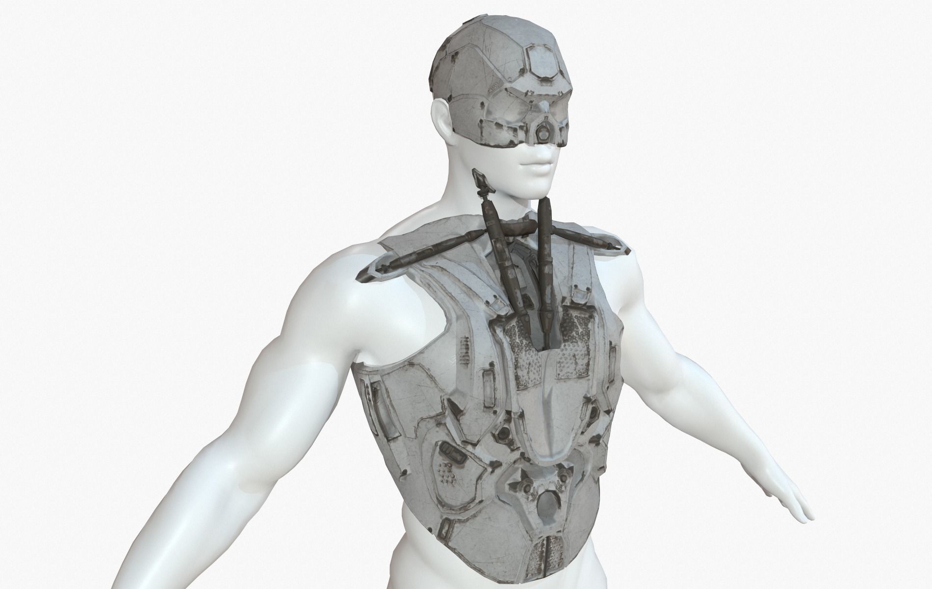 Mecha Cyberpunk Robot Armor Low-poly 3D model_31