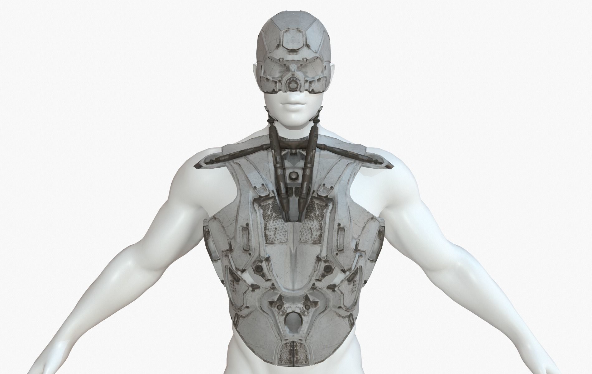 Mecha Cyberpunk Robot Armor Low-poly 3D model_30