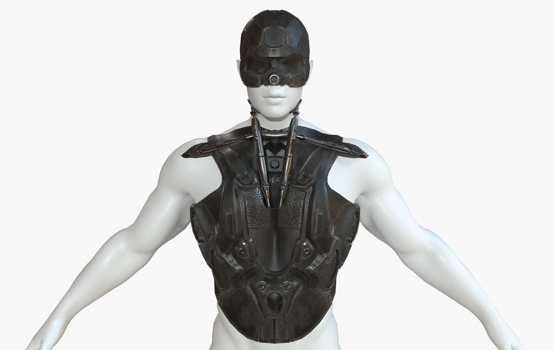 Mecha Cyberpunk Robot Armor Low-poly 3D model_15