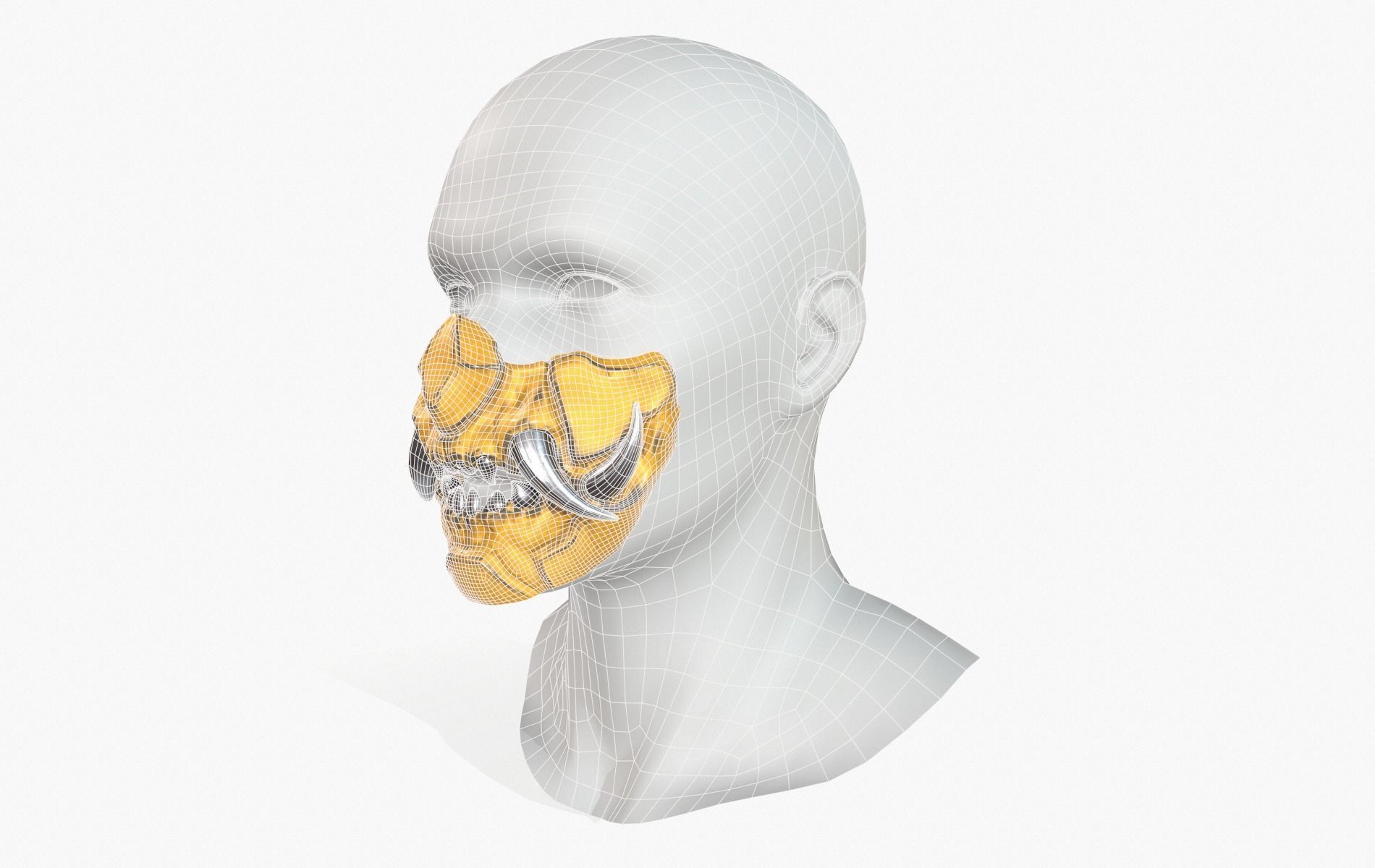 Mask Oni Robot Samurai Mecha Low-poly 3D model_27