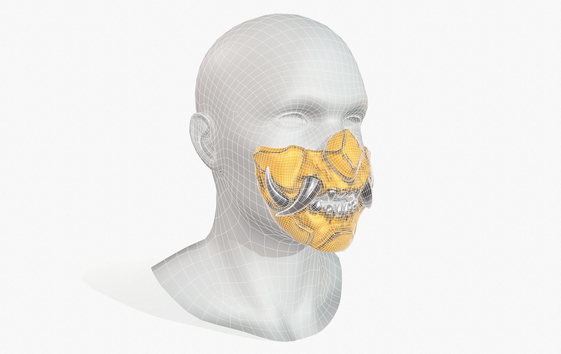 Mask Oni Robot Samurai Mecha Low-poly 3D model_19