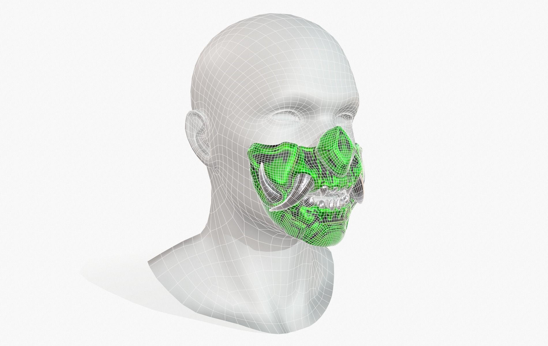 Mask Oni Robot Samurai Mecha Low-poly 3D model_21