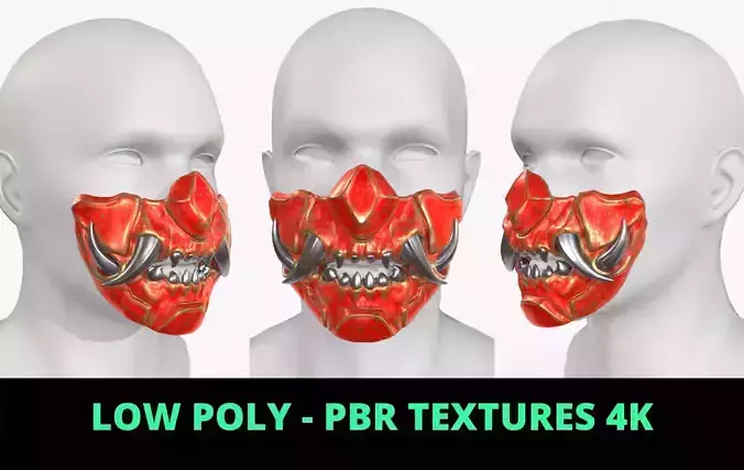 Mask Oni Robot Samurai Mecha Low-poly 3D model