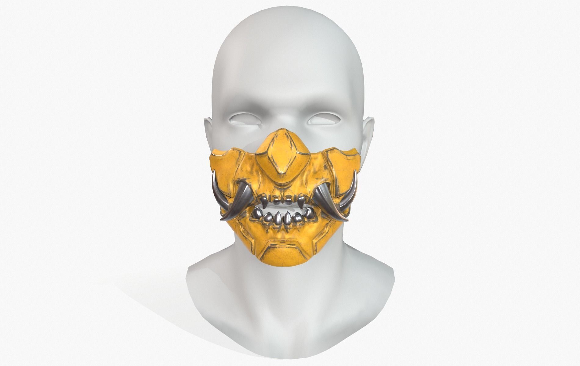 Mask Oni Robot Samurai Mecha Low-poly 3D model_8