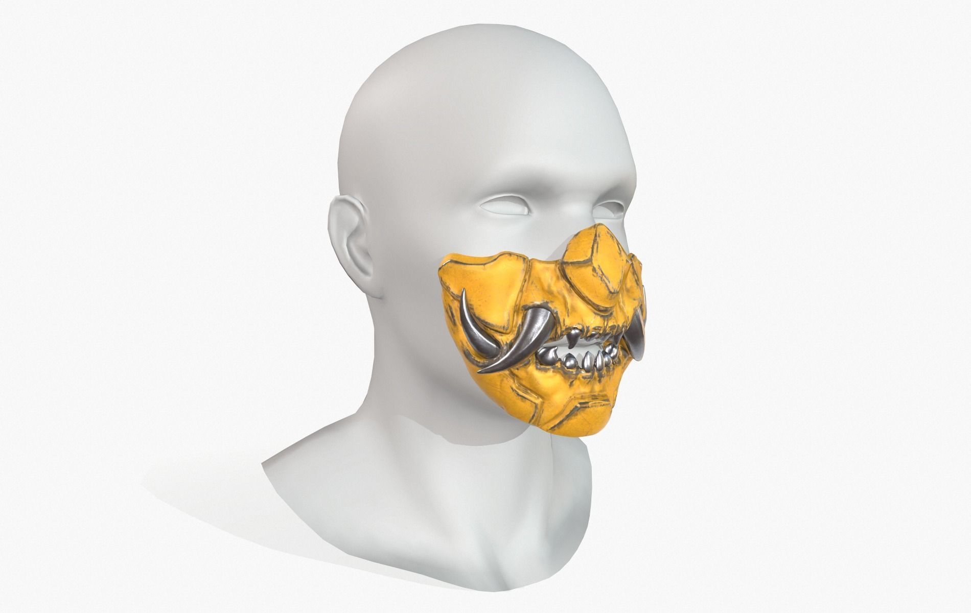 Mask Oni Robot Samurai Mecha Low-poly 3D model_18