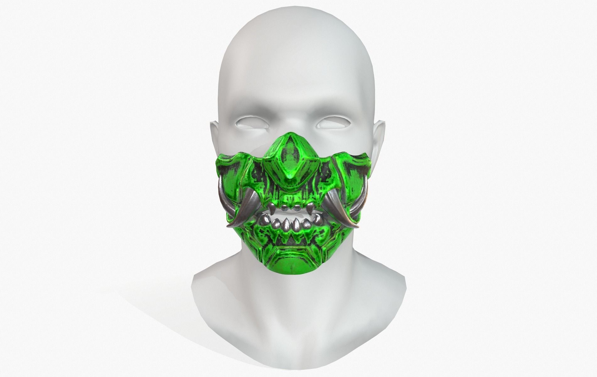 Mask Oni Robot Samurai Mecha Low-poly 3D model_10