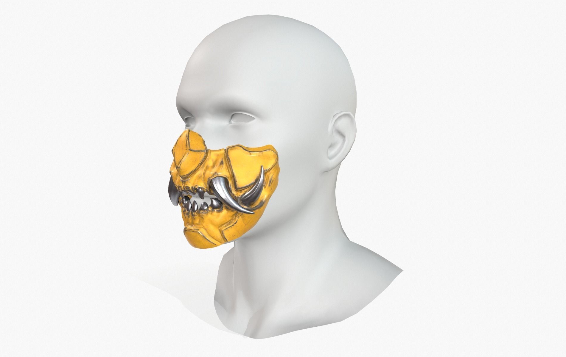 Mask Oni Robot Samurai Mecha Low-poly 3D model_26