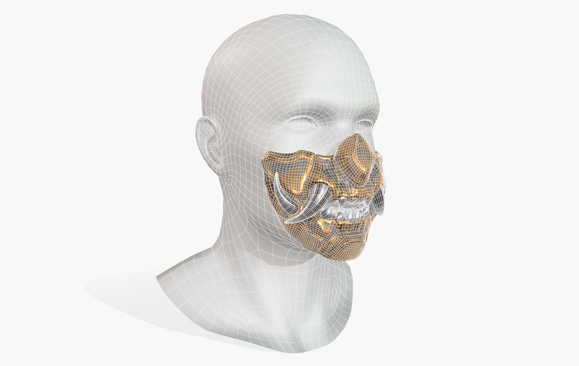 Mask Oni Robot Samurai Mecha Low-poly 3D model_13