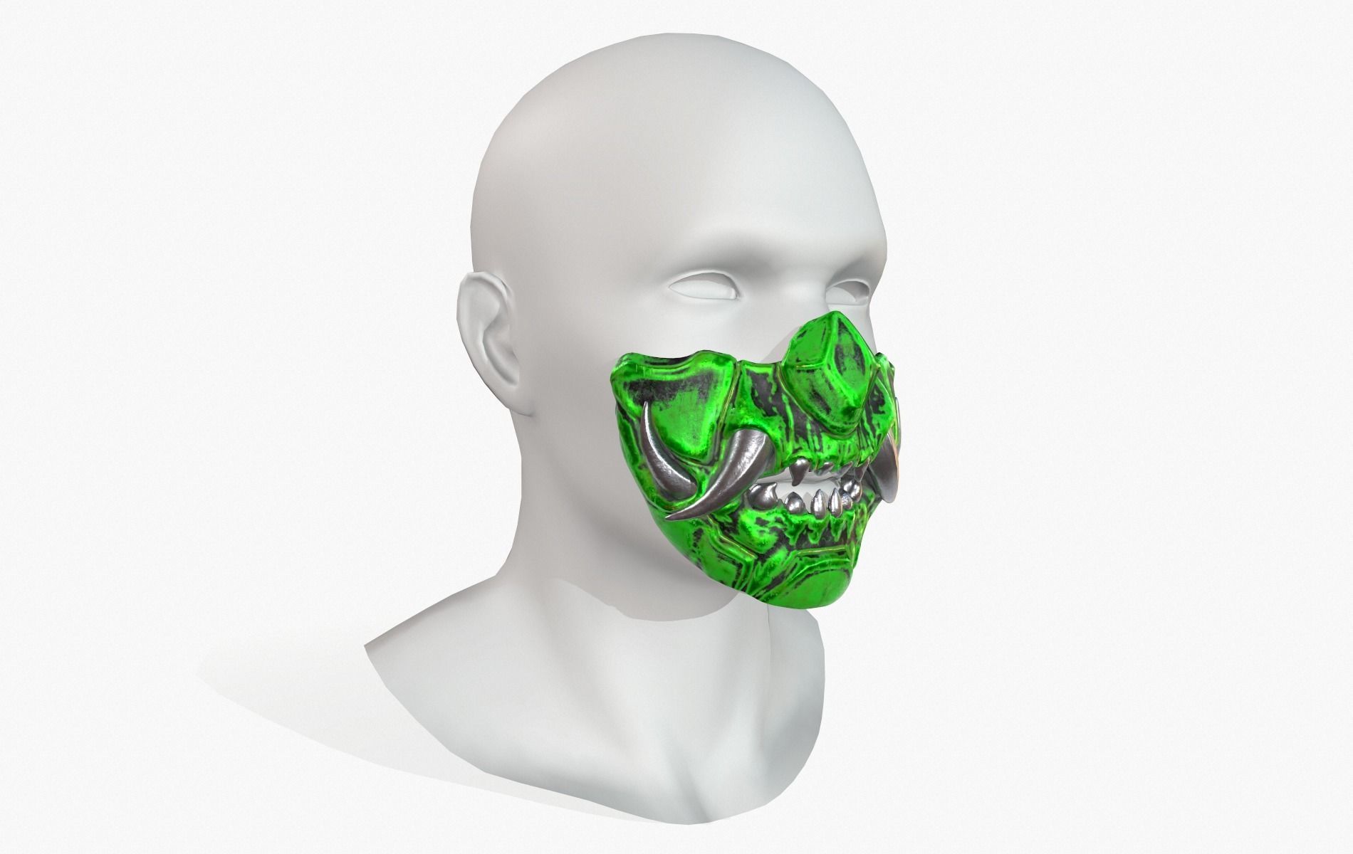 Mask Oni Robot Samurai Mecha Low-poly 3D model_20