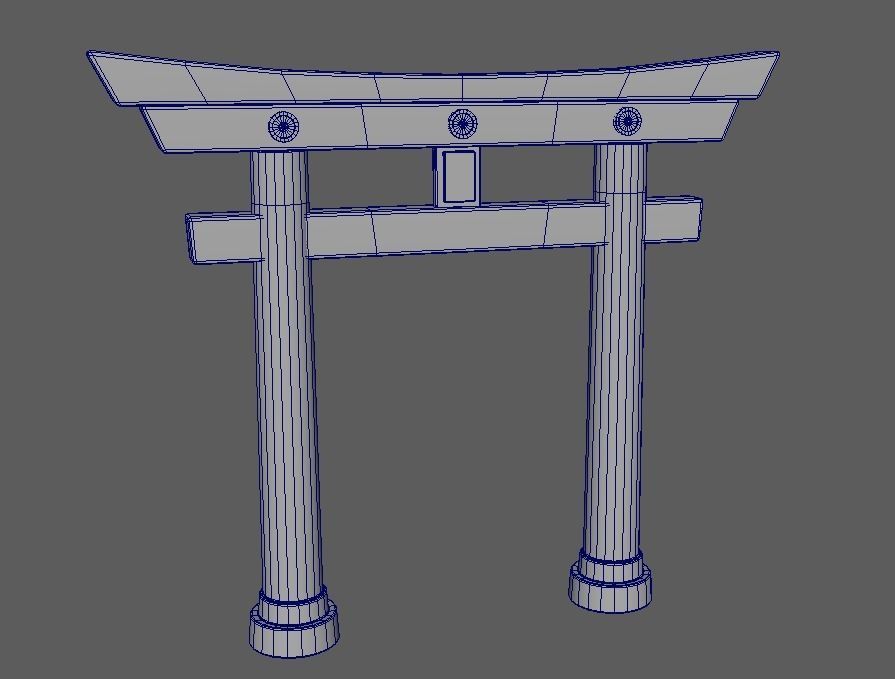 Japanese Gate Torii 3D model_4