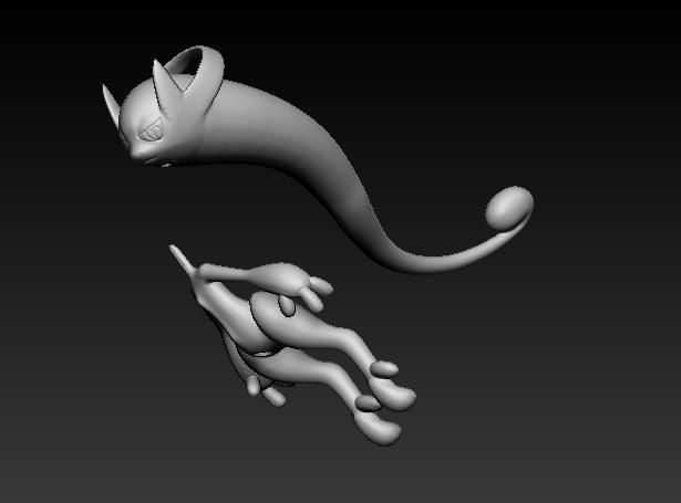 Pokemon Mew Mewtwo Mega Evolution 3D print model_9