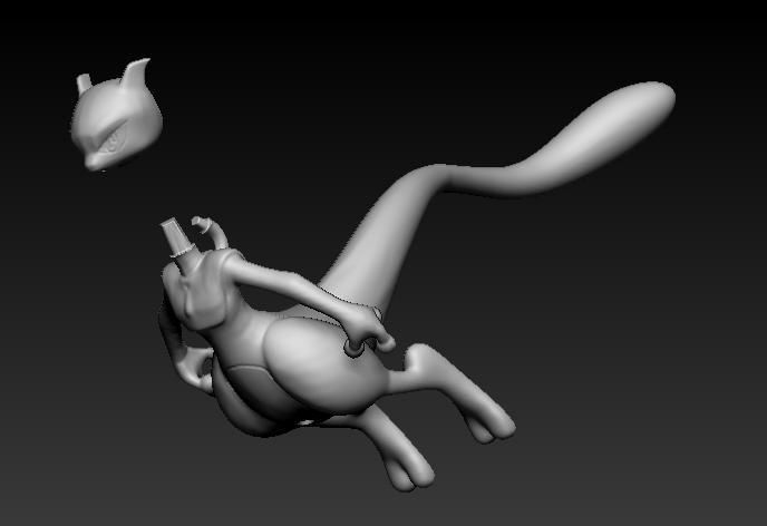 Pokemon Mew Mewtwo Mega Evolution 3D print model_5