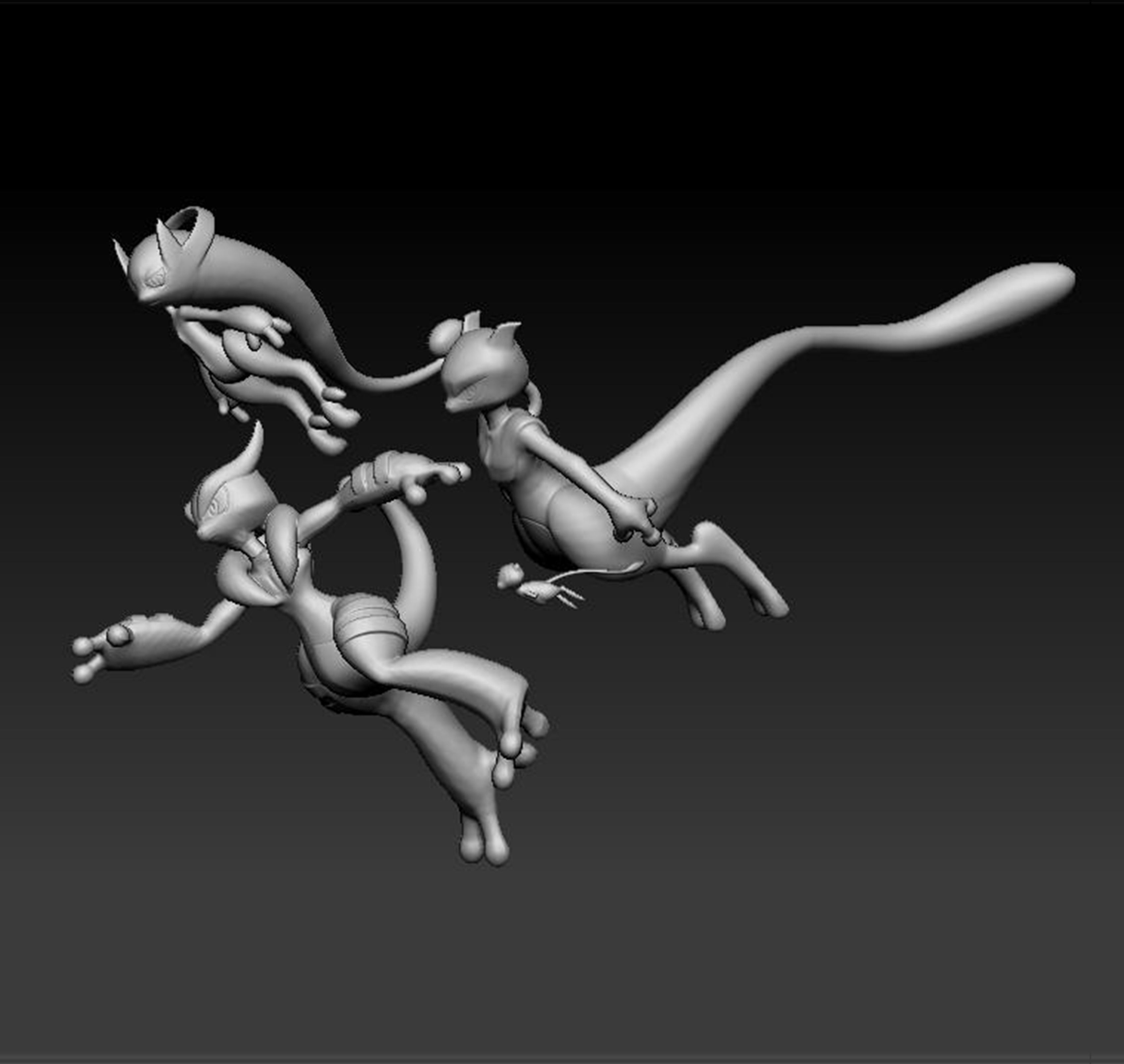 Pokemon Mew Mewtwo Mega Evolution 3D print model_1