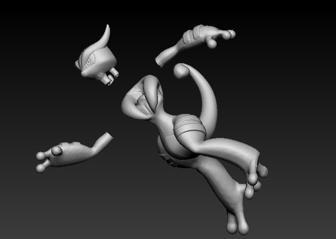 Pokemon Mew Mewtwo Mega Evolution 3D print model_7
