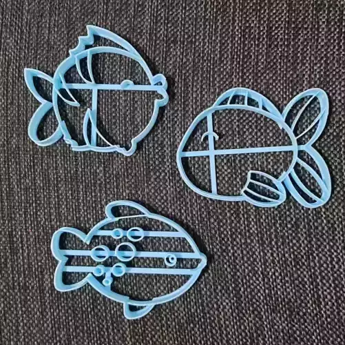Fish Set x 3 - Cookie Cutter 3D print model