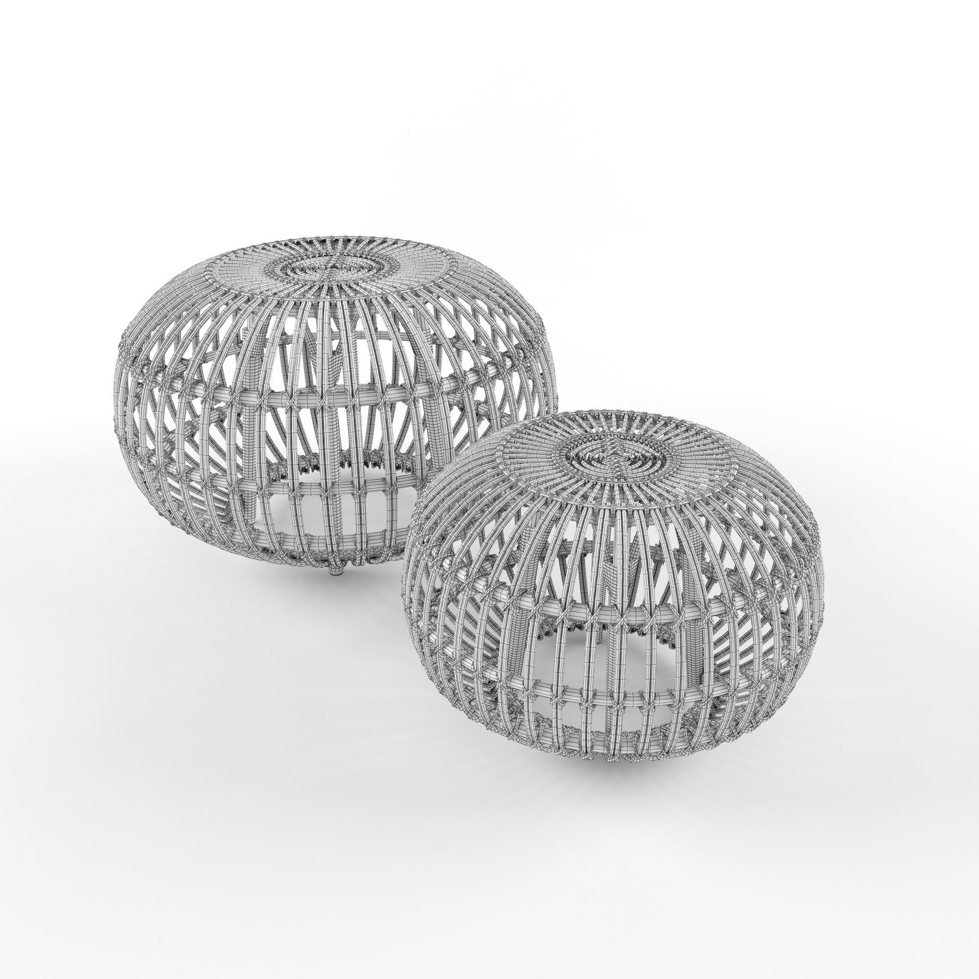Sika-Design Franco Albini Ottoman Rattan 3D model_4