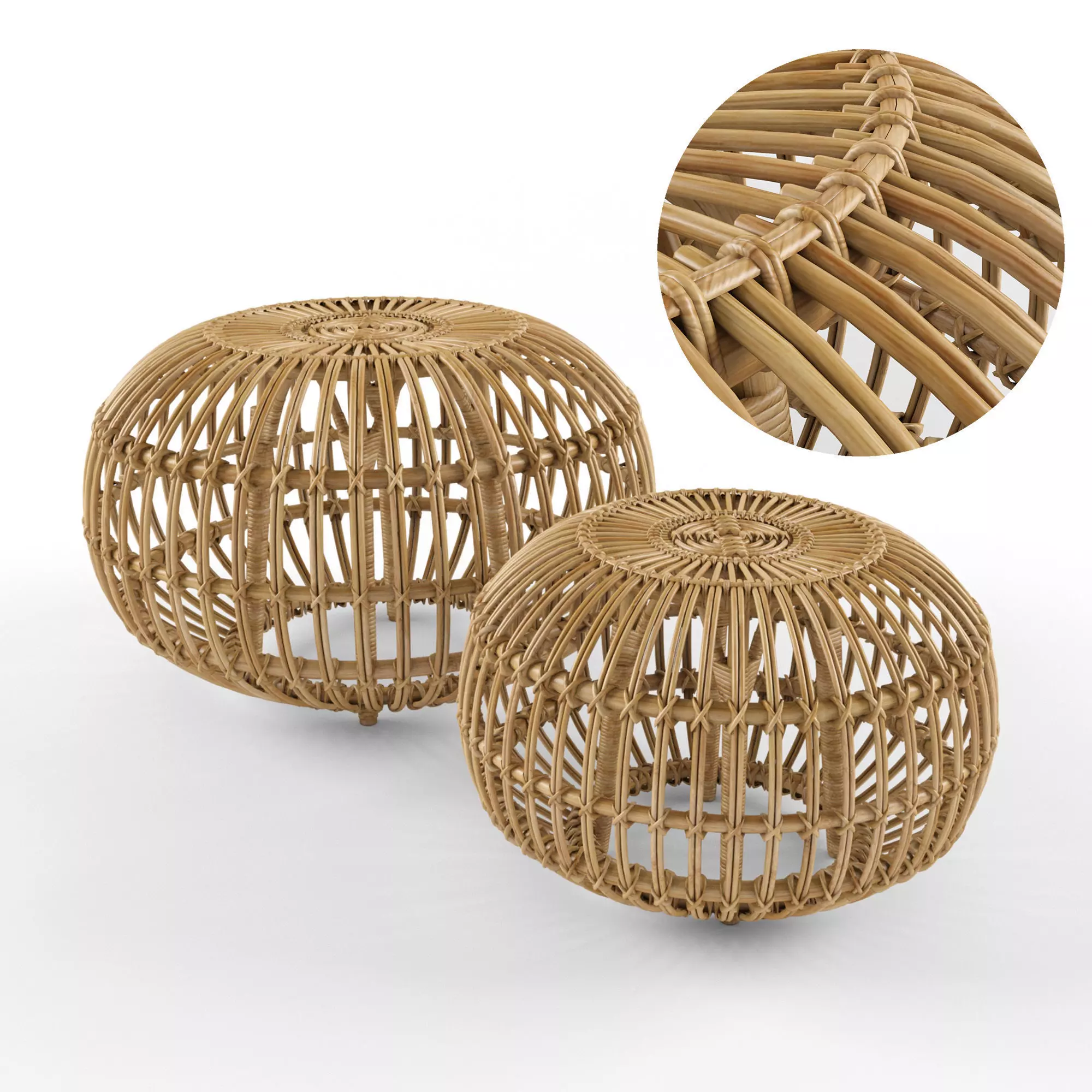 Sika-Design Franco Albini Ottoman Rattan 3D model_0