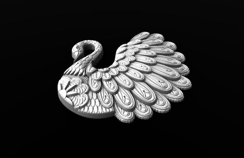swan pendant  3D print model_5