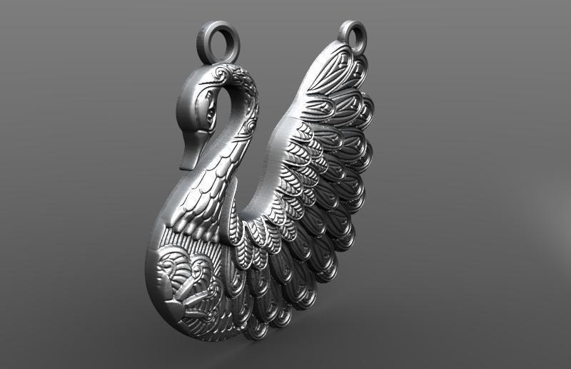 swan pendant  3D print model_1