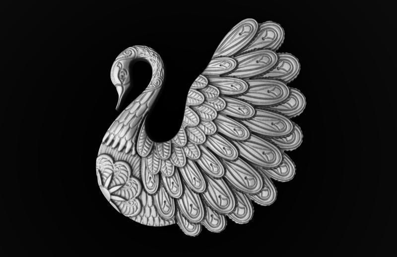 swan pendant  3D print model_4